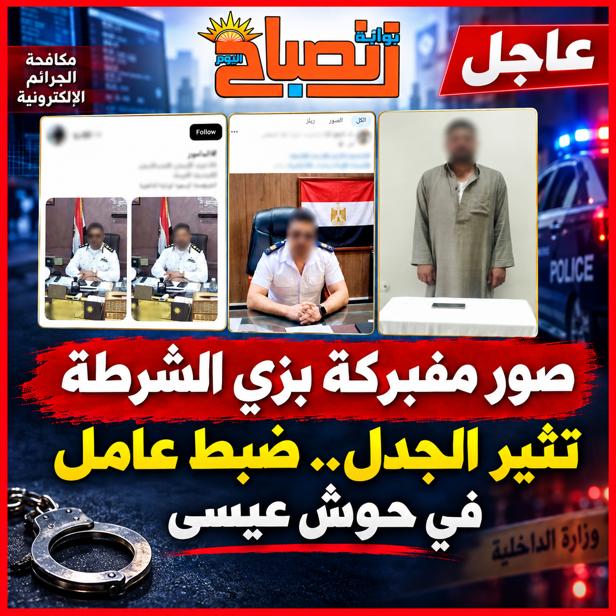 صور مفبركة بزي الشرطة تثير الجدل.. ضبط عامل في حوش عيسى